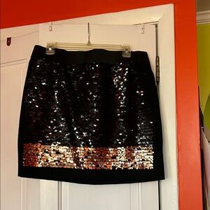 DKNY Black and Silver Sequin Mini Skirt